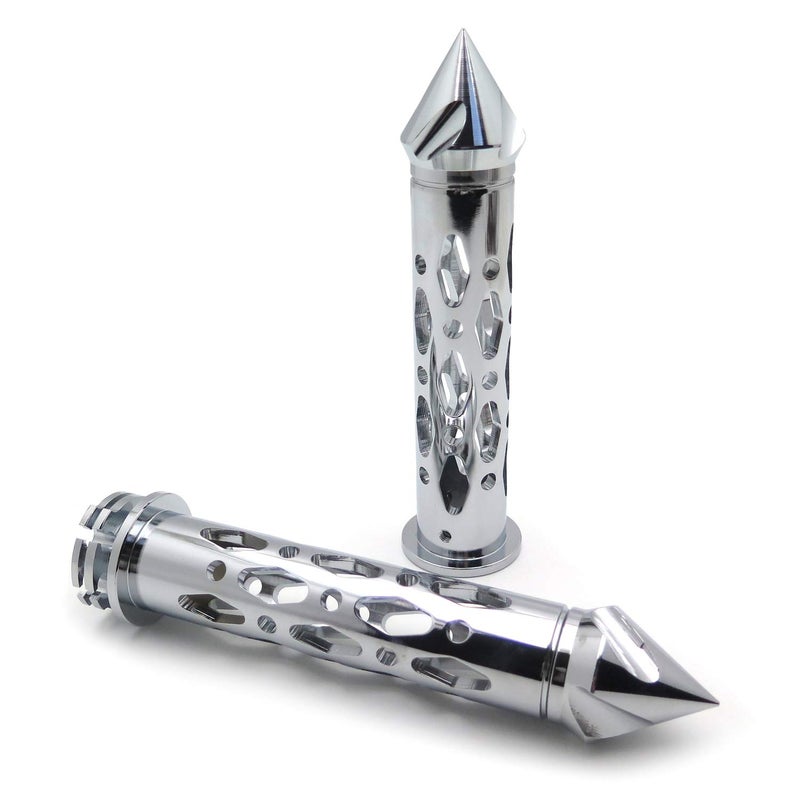 XKMT-Chrome CNC Billet 7/8" 22mm Spike Car Ends Hand Grips Compatible with Suzuki GSXR Hayabusa Yamaha FZR YZF 600 R1 R6 [B01G80SELW] - Image 4